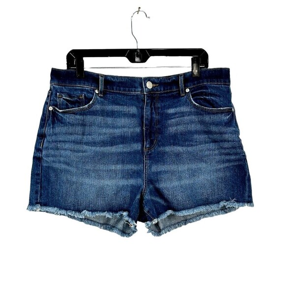 Loft Women High Rise Medium Wash Stretch Denim Cutoff Shorts Size 14 Waist 32 E4 - Picture 1 of 9